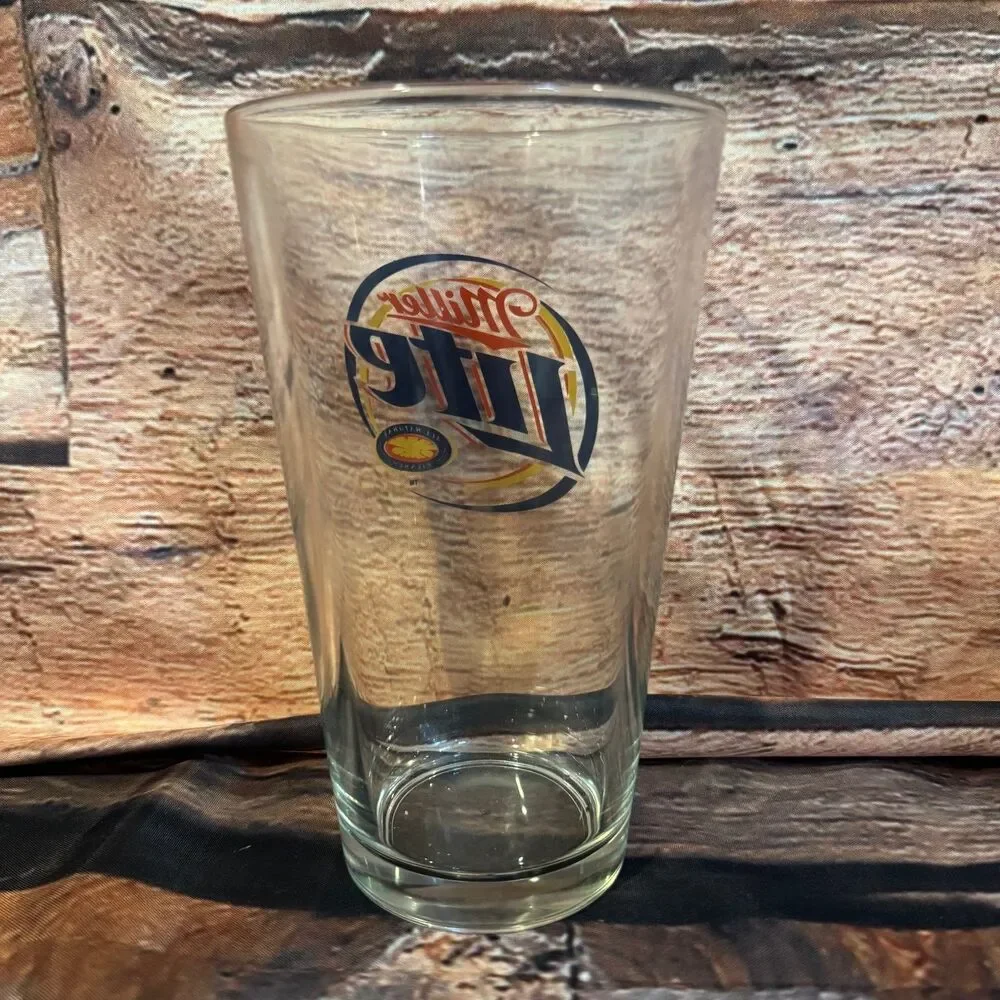 Miller Lite Drinking Glass Pint Beer Logo Clear 5.75